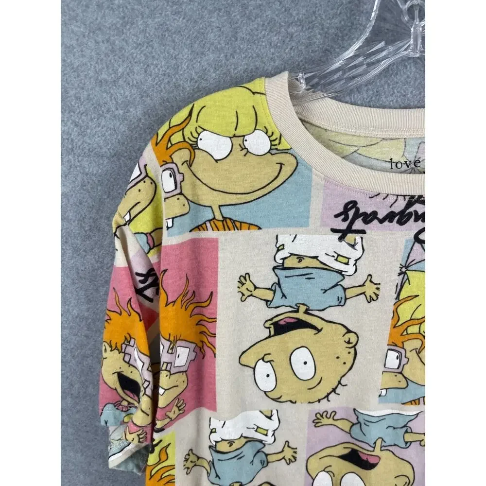 Love Tribe Nickelodeon Rugrats Shirt Youth XL Beige All Over Print‎ Short Sleeve